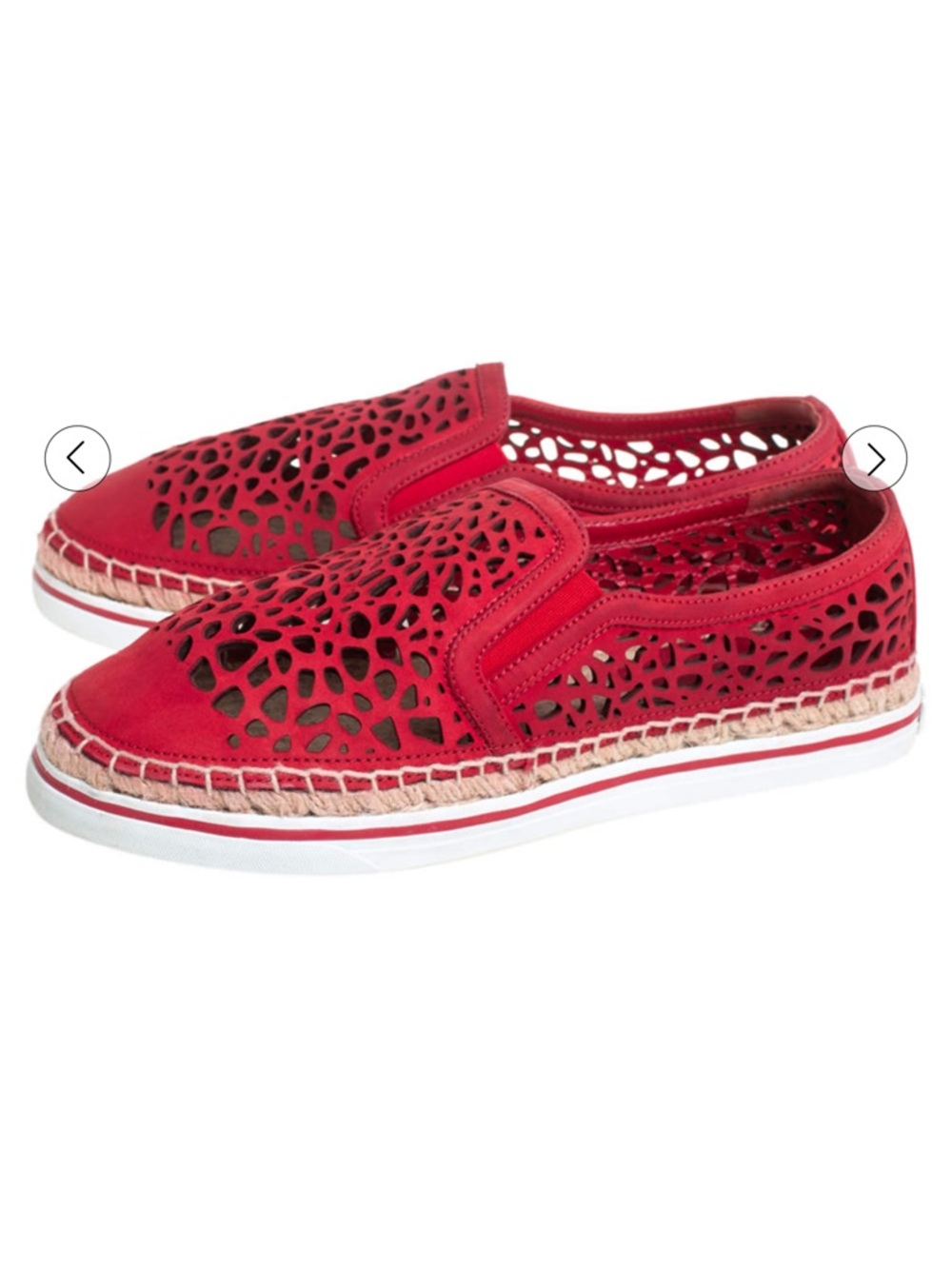 Jimmy Choo Red Laser-Cut Slip-On Espadrilles